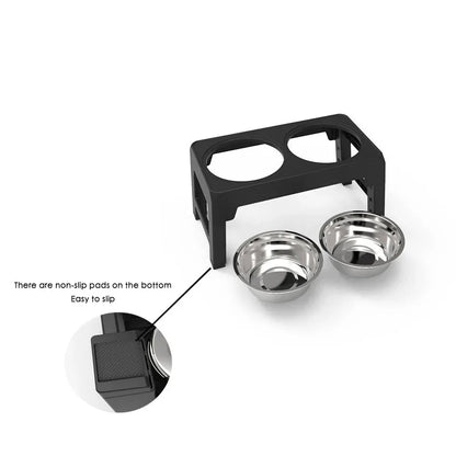 Dog Feeder Stand Elevated Adjustable, Stainless Steel Bowls