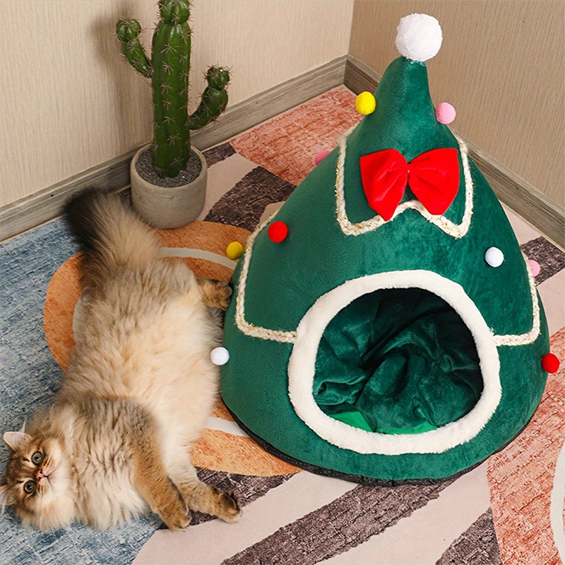 Cats Bed Christmas Pet Supplies for Winter Houses Warm Dog
