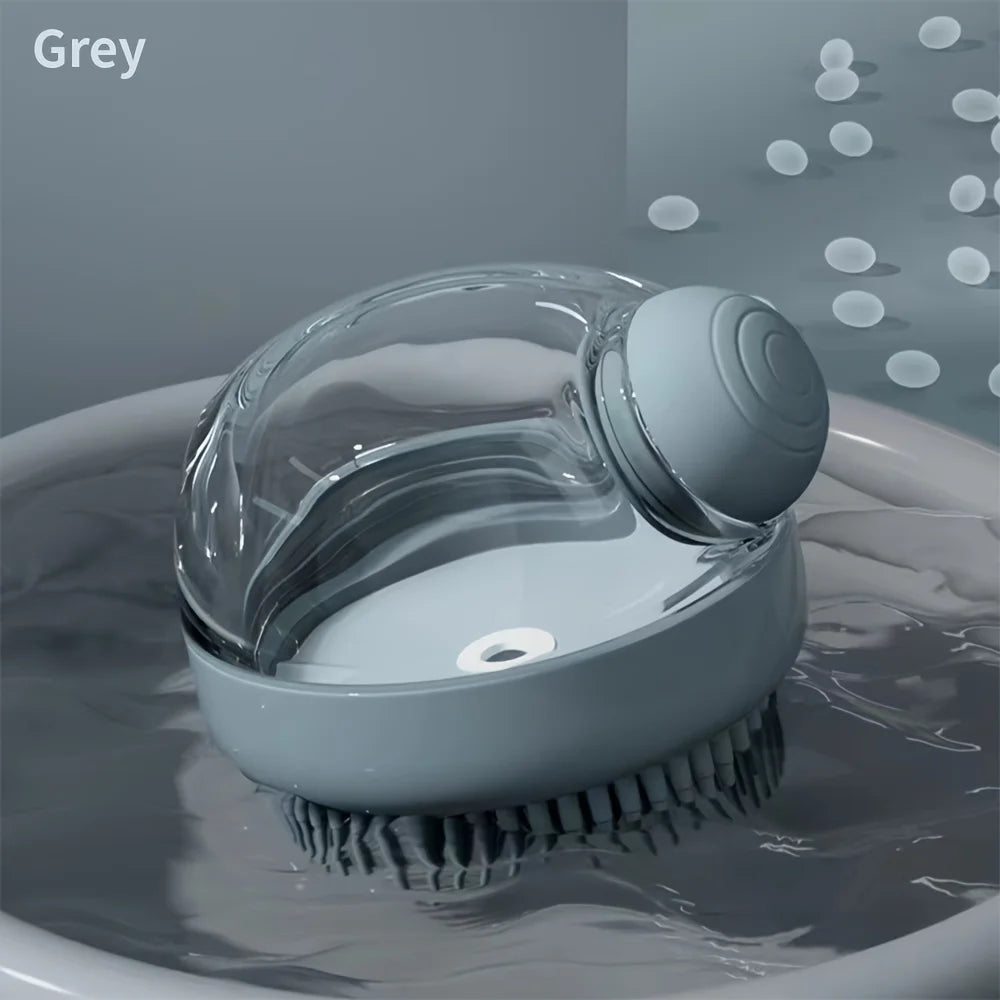 dog bath brush with soap dispenser