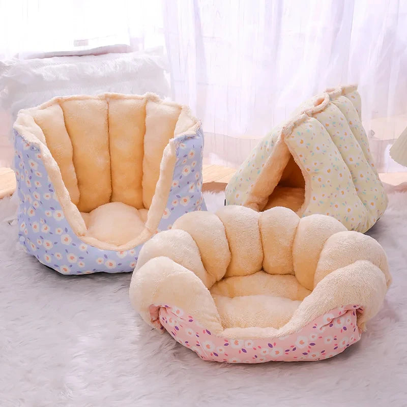 Cute Warm Cat Bed Nest Small Dog Kennel Winter Thick House