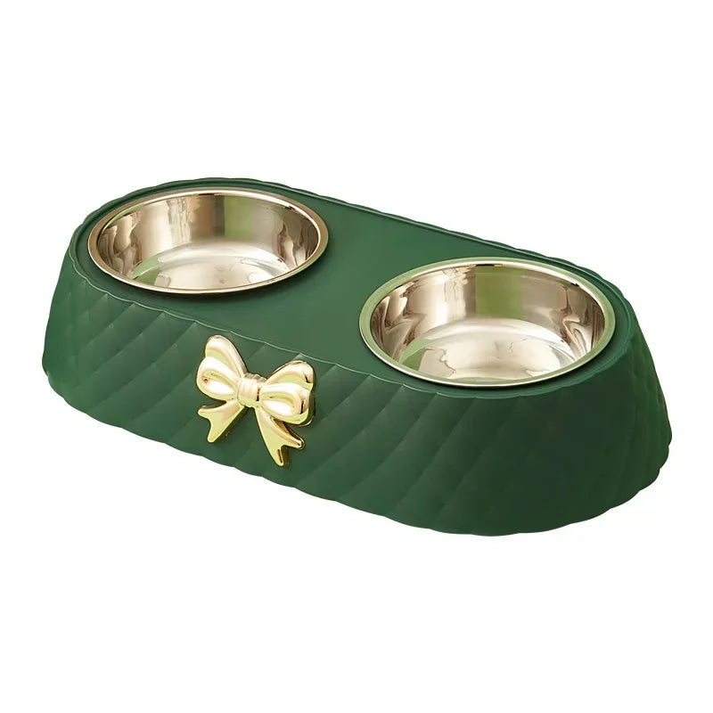 1PC Pet Pet Dog and Cat Food Bowls Bowtie Dog Food