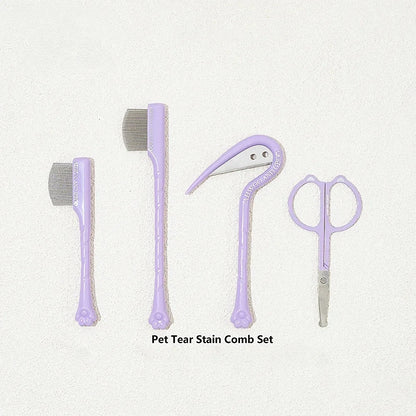 4pcs Pet Facial Cleaning Comb Set Removes Tear Stains
