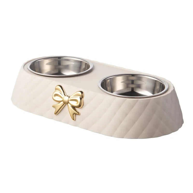 1PC Pet Pet Dog and Cat Food Bowls Bowtie Dog Food