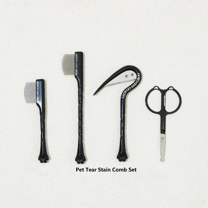 4pcs Pet Facial Cleaning Comb Set Removes Tear Stains
