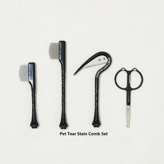 4pcs Pet Facial Cleaning Comb Set Removes Tear Stains