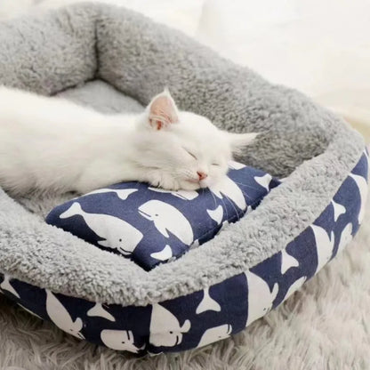Soft Pet Bed Cat Bed Dog Bed Pet Mattress with Pillow Winter Warm