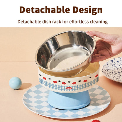 One piece of pet stainless steel high-foot bowl, colorful