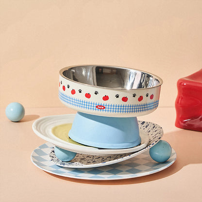 One piece of pet stainless steel high-foot bowl, colorful