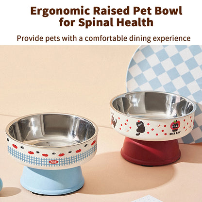 One piece of pet stainless steel high-foot bowl, colorful