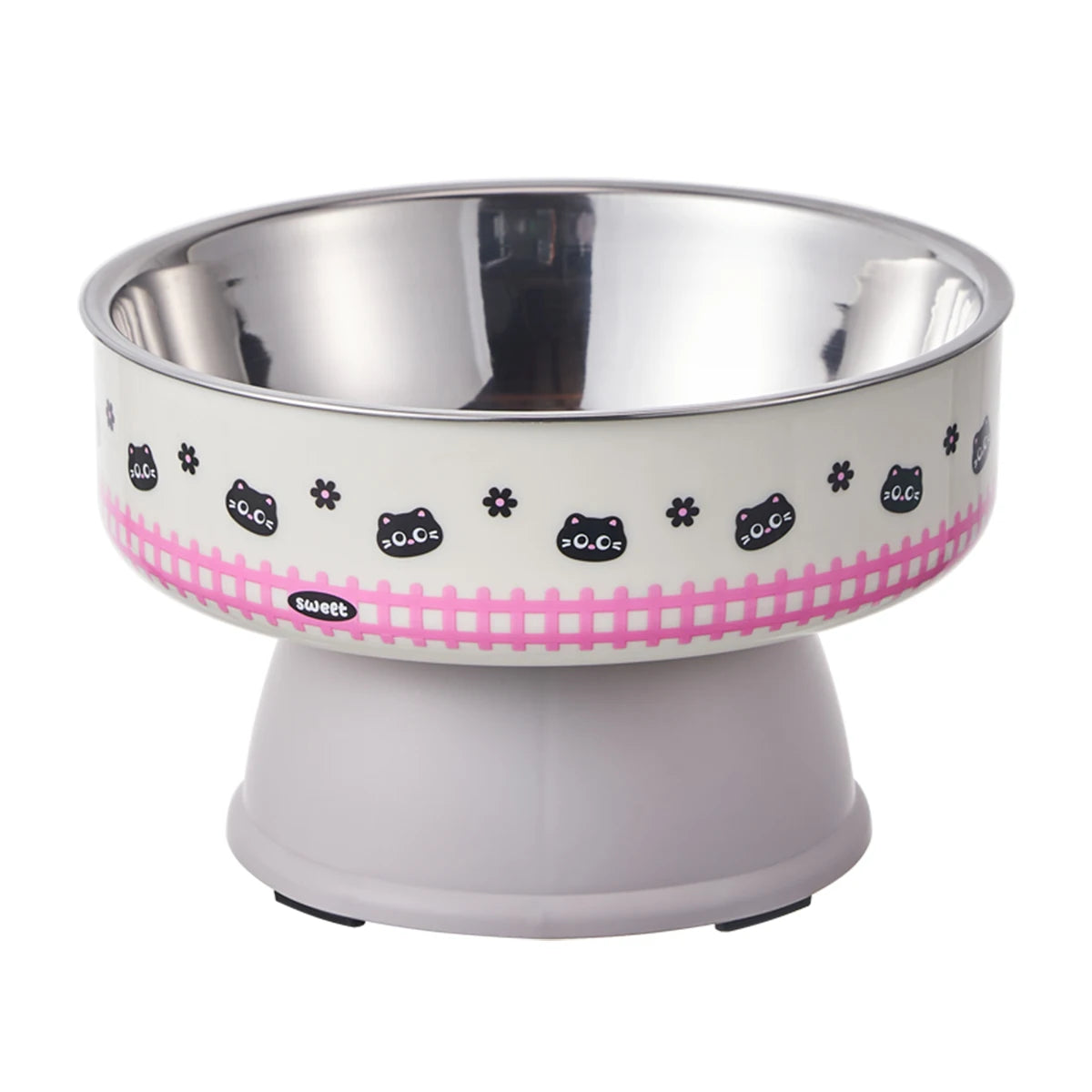 One piece of pet stainless steel high-foot bowl, colorful