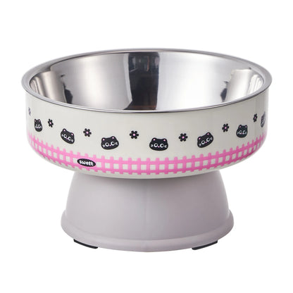 One piece of pet stainless steel high-foot bowl, colorful