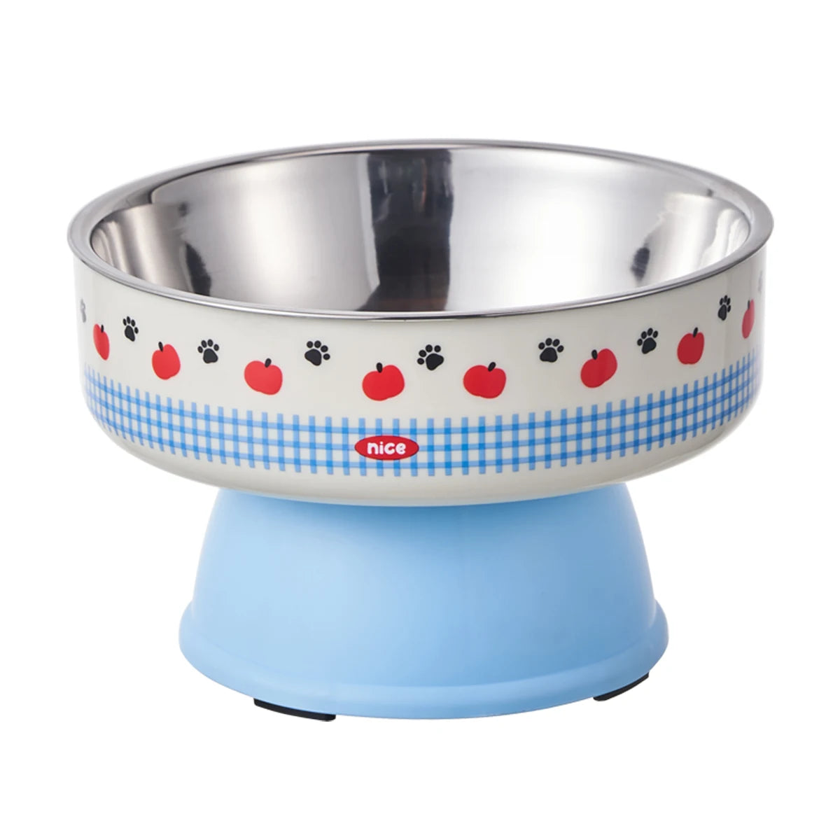 One piece of pet stainless steel high-foot bowl, colorful