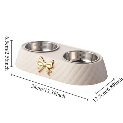 1PC Pet Pet Dog and Cat Food Bowls Bowtie Dog Food