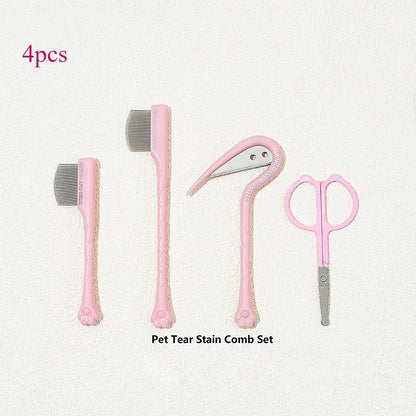 4pcs Pet Facial Cleaning Comb Set Removes Tear Stains