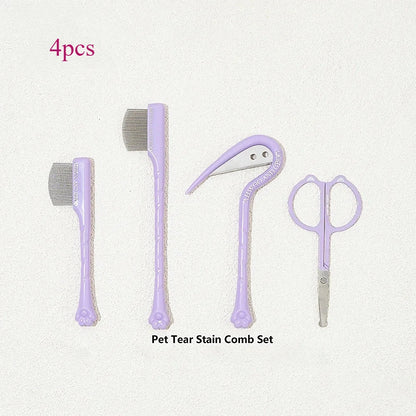4pcs Pet Facial Cleaning Comb Set Removes Tear Stains