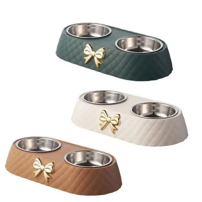 1PC Pet Pet Dog and Cat Food Bowls Bowtie Dog Food