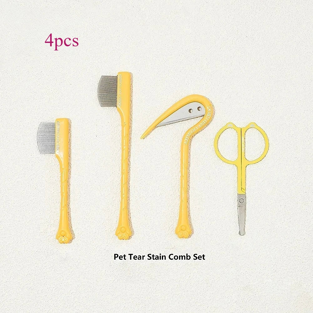 4pcs Pet Facial Cleaning Comb Set Removes Tear Stains