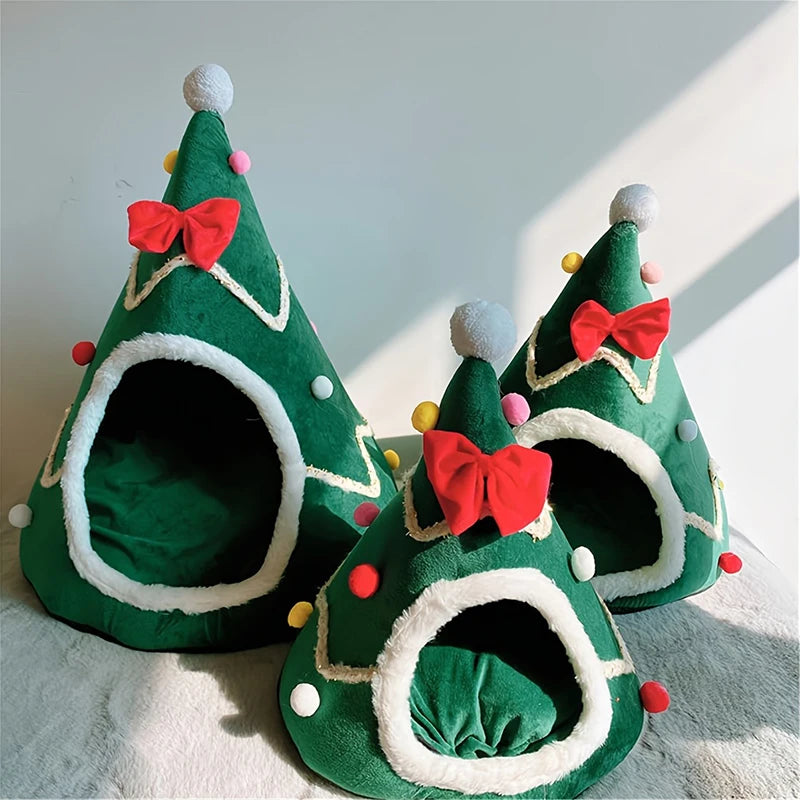 Cats Bed Christmas Pet Supplies for Winter Houses Warm Dog