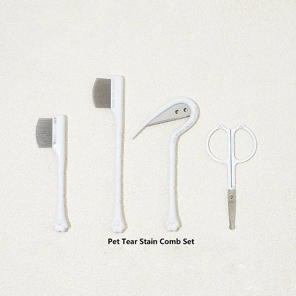4pcs Pet Facial Cleaning Comb Set Removes Tear Stains