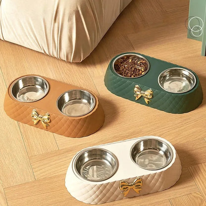 1PC Pet Pet Dog and Cat Food Bowls Bowtie Dog Food