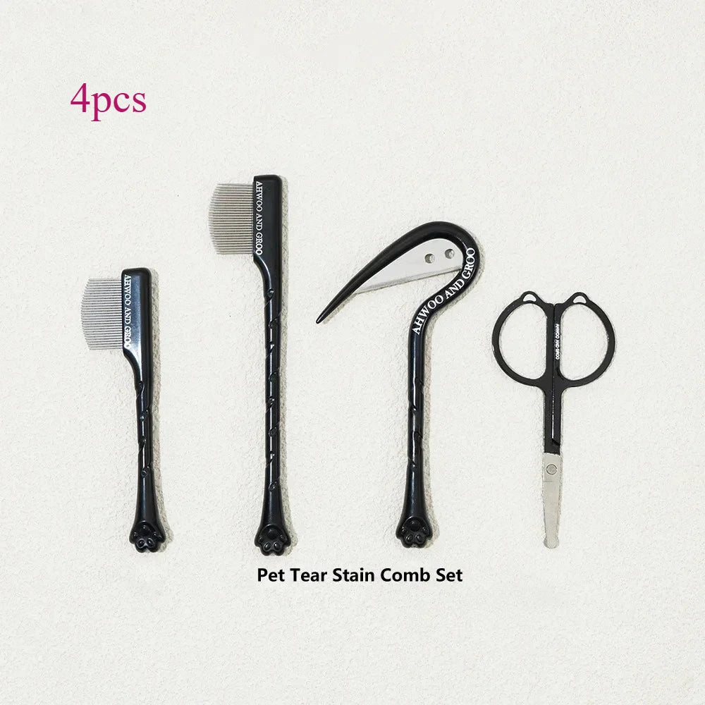 4pcs Pet Facial Cleaning Comb Set Removes Tear Stains