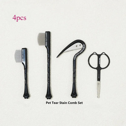 4pcs Pet Facial Cleaning Comb Set Removes Tear Stains