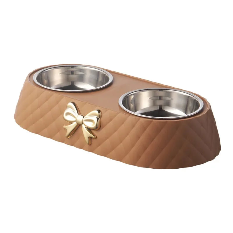 1PC Pet Pet Dog and Cat Food Bowls Bowtie Dog Food