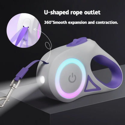 LED Retractable Dog Leash with light for Puppies