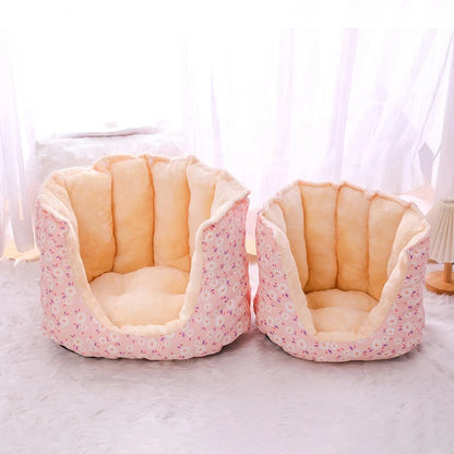 Cute Warm Cat Bed Nest Small Dog Kennel Winter Thick House