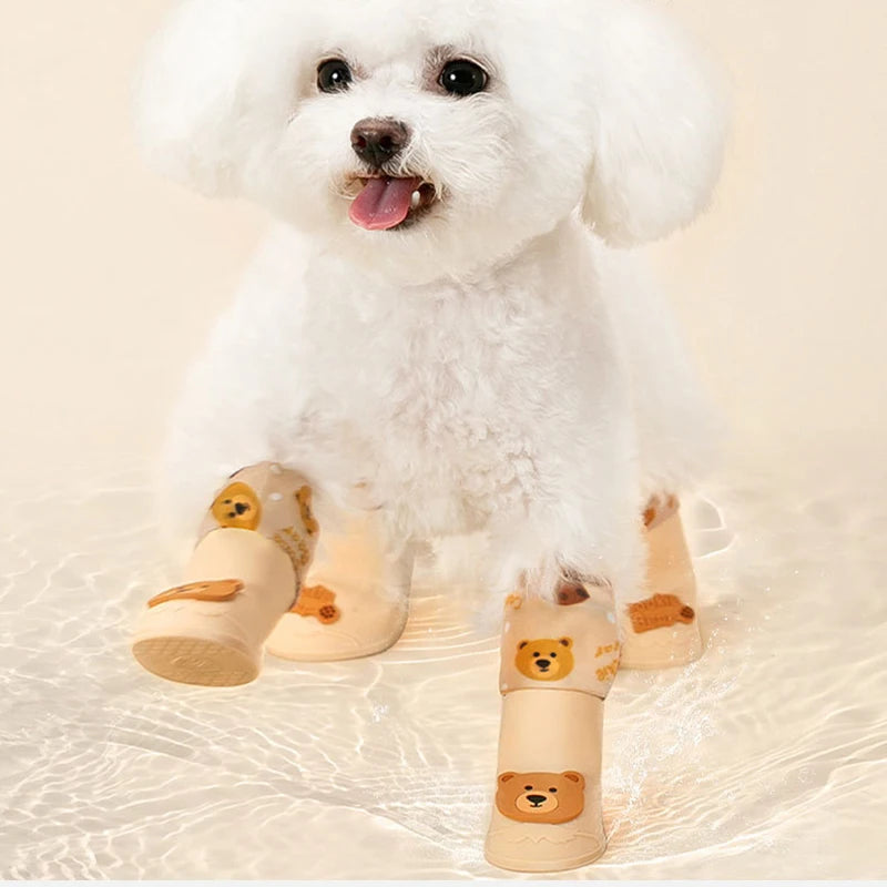 Pet Silicone Rain Shoes Dog Booties Rubber