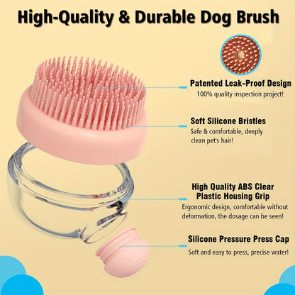 dog bath brush with soap dispenser