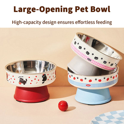 One piece of pet stainless steel high-foot bowl, colorful