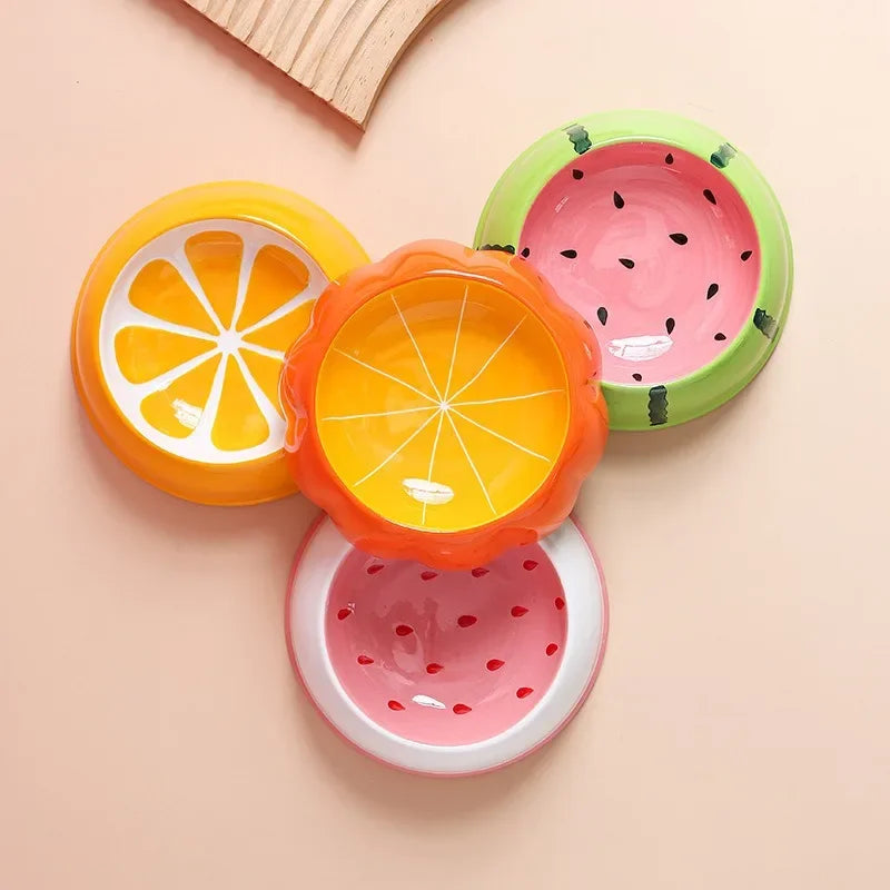 4 cute designs pet ceramics bowl watermelon strawberry