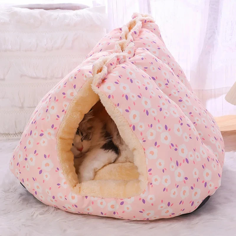 Cute Warm Cat Bed Nest Small Dog Kennel Winter Thick House